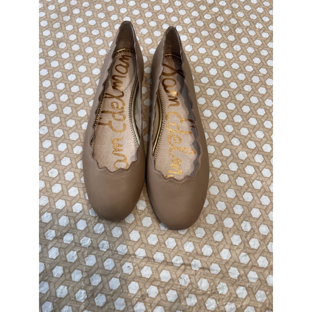 Sam Edelman Women Francis Tan Leather Ballet Flats Size 9M Scalloped Edge
